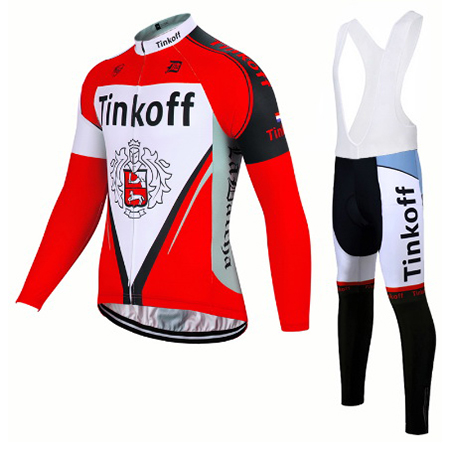 2017 Maillot Tinkoff Tirantes Mangas Largas rojo